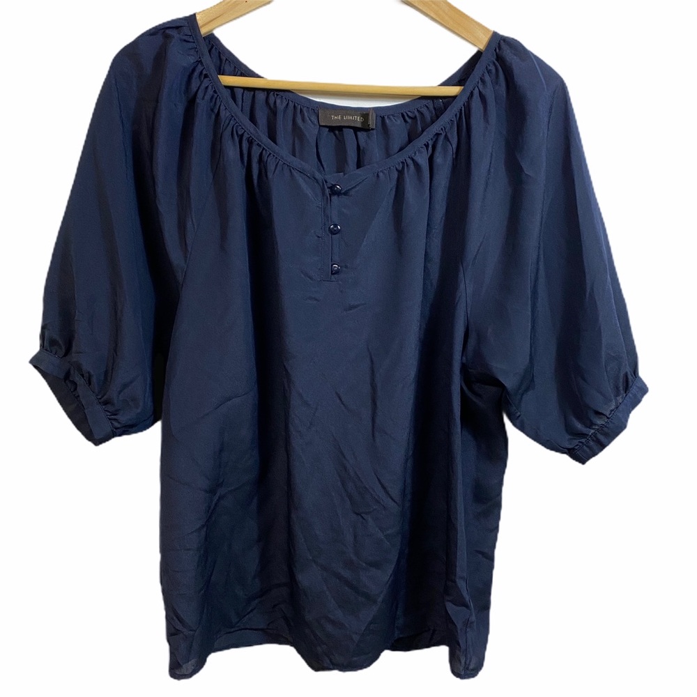 The Limited Navy Oversized Blouse Wide Sleeve